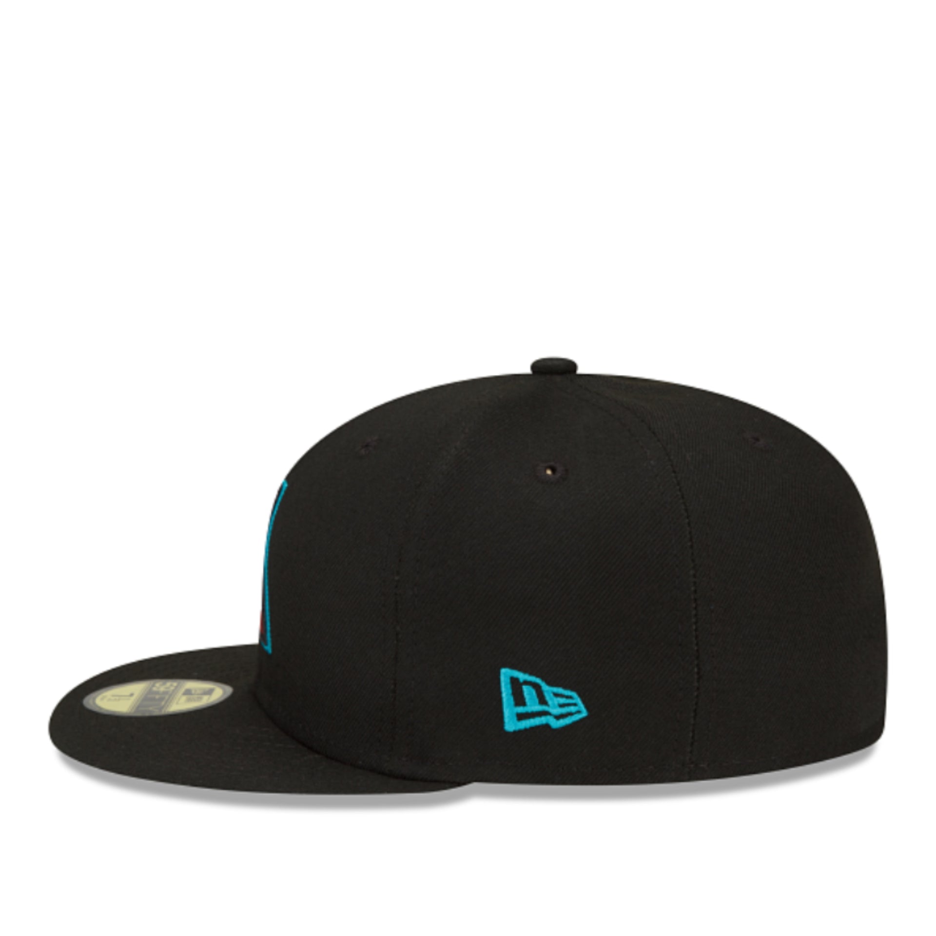 New Era Arizona Diamondbacks Black Teal 59FIFTY Fitted Hat side view