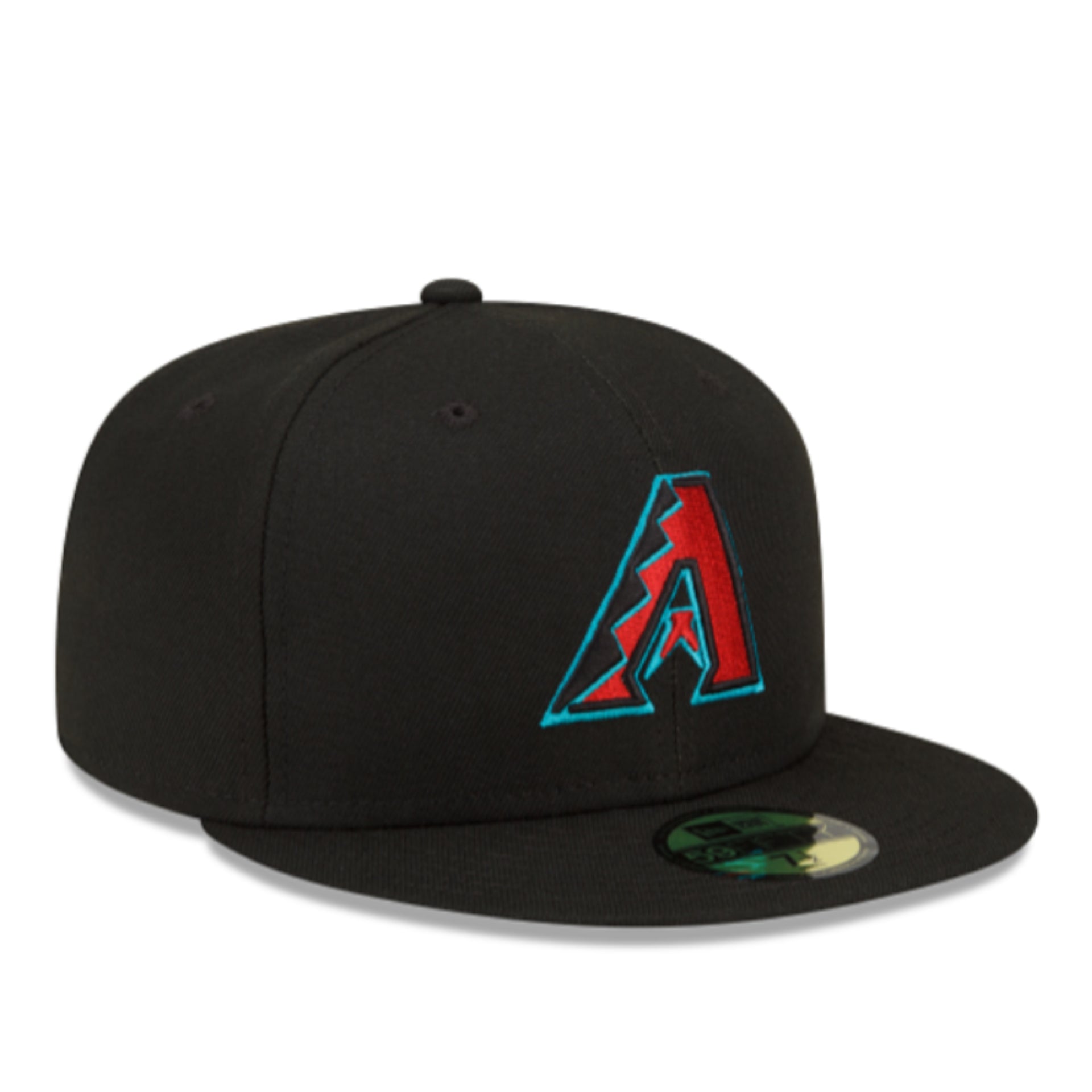 New Era Arizona Diamondbacks Black Teal 59FIFTY Fitted Hat front right view