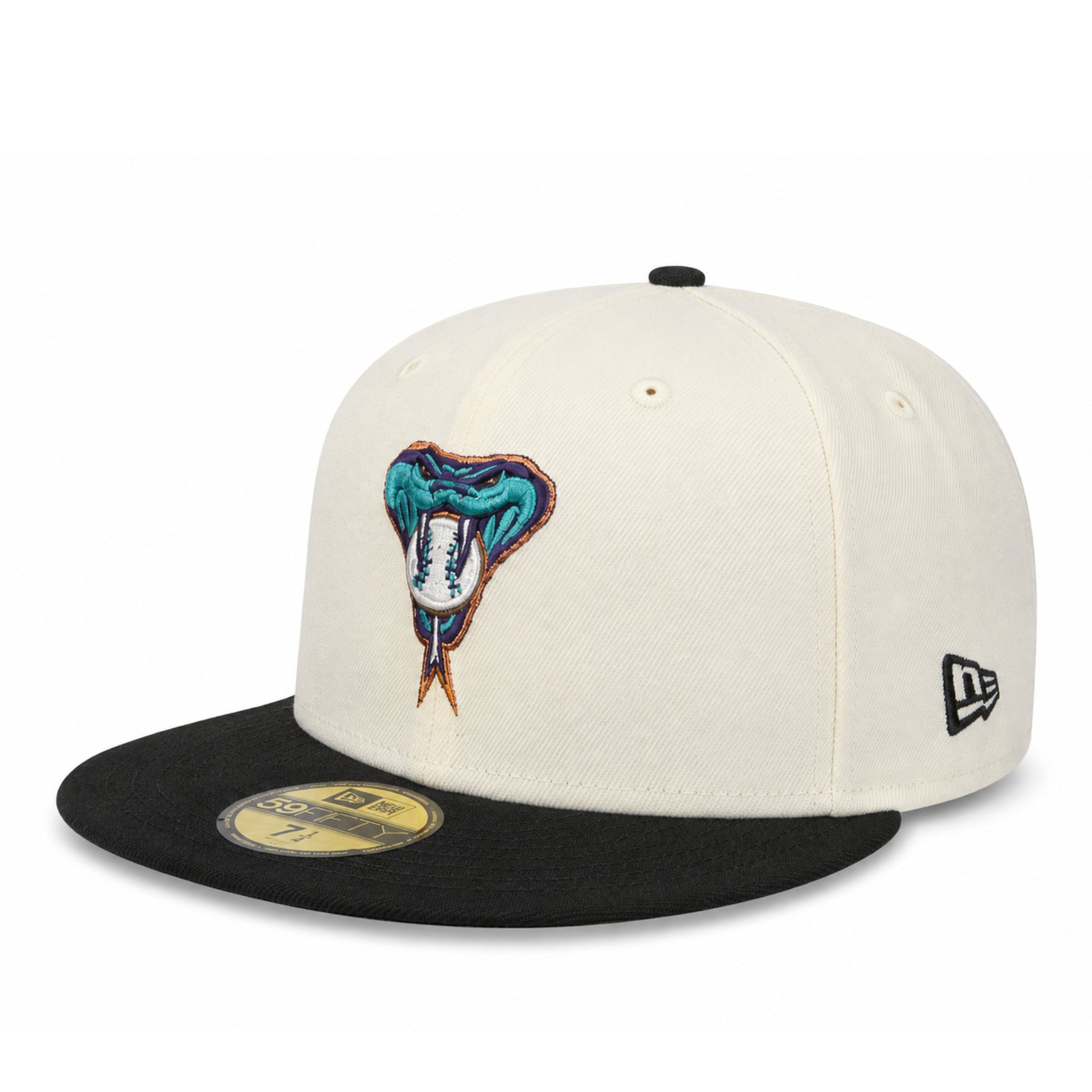 New Era Arizona Diamondbacks Chrome Black 59FIFTY Fitted Hat front left angle view