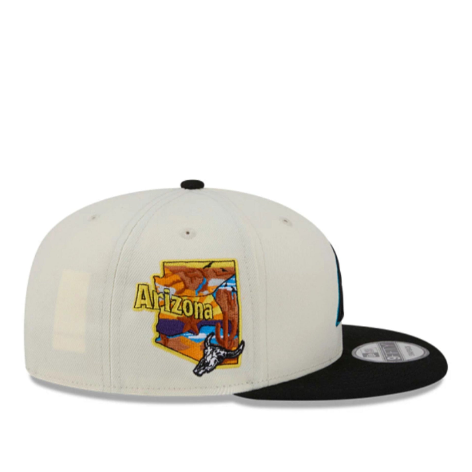 New Era Arizona Diamondbacks Localized 9FIFTY Snapback Hat - Chrome/Black 2 Tone side patch view