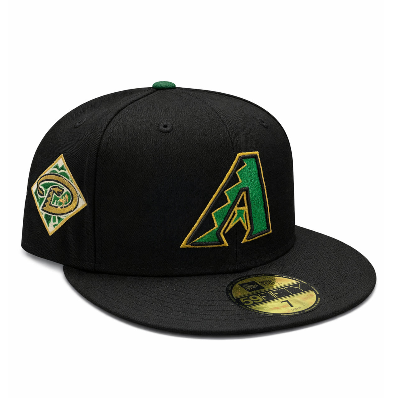 New Era Arizona Diamondbacks Saint Patrick's Day Black 59FIFTY Fitted Hat front view