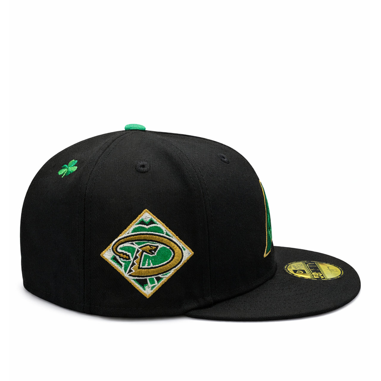New Era Arizona Diamondbacks Saint Patrick's Day Black 59FIFTY Fitted Hat side view