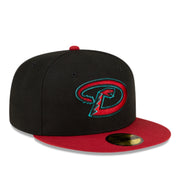 New Era Arizona Diamondbacks Snake Logo Black/Burgundy 2 Tone 59FIFTY Fitted Hat  front right view