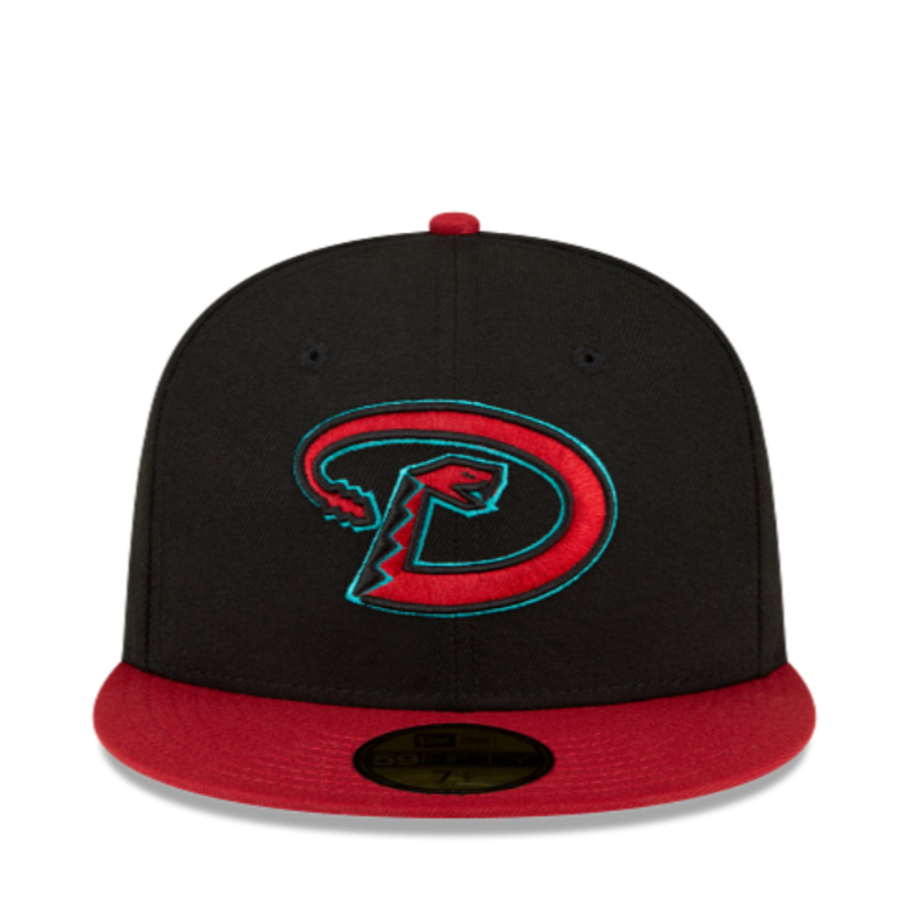 New Era Arizona Diamondbacks Snake Logo Black/Burgundy 2 Tone 59FIFTY Fitted Hat Front View