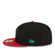 New Era Arizona Diamondbacks Snake Logo Black/Burgundy 2 Tone 59FIFTY Fitted Hat  side view