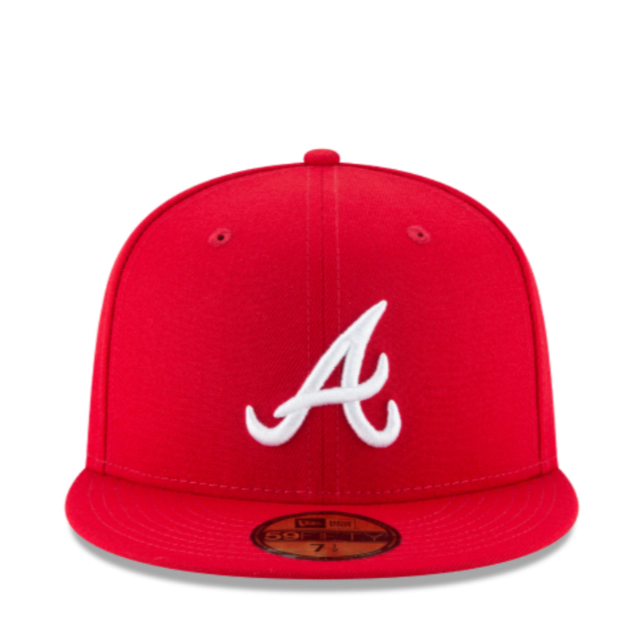 New Era Atlanta Braves Red 59FIFTY Fitted Hat – White Logo front view