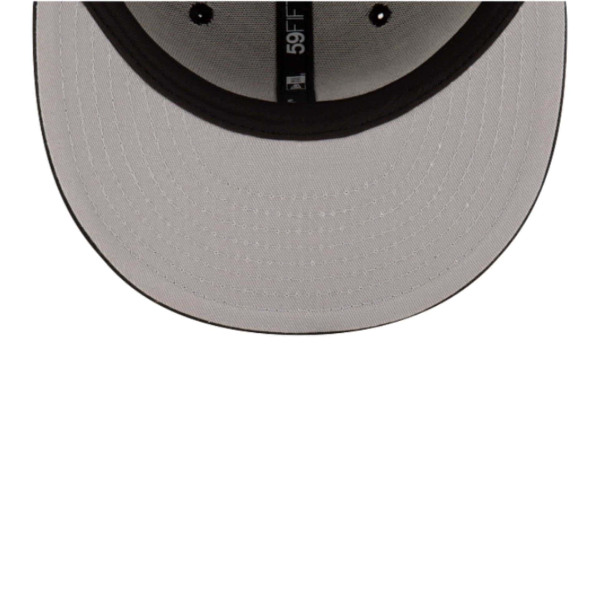 Under visor view of New Era Atlanta Braves 59FIFTY fitted hat in black
