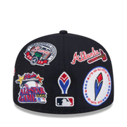 New Era Atlanta Braves All Over Logo 59FIFTY Fitted Hat - Navy back view