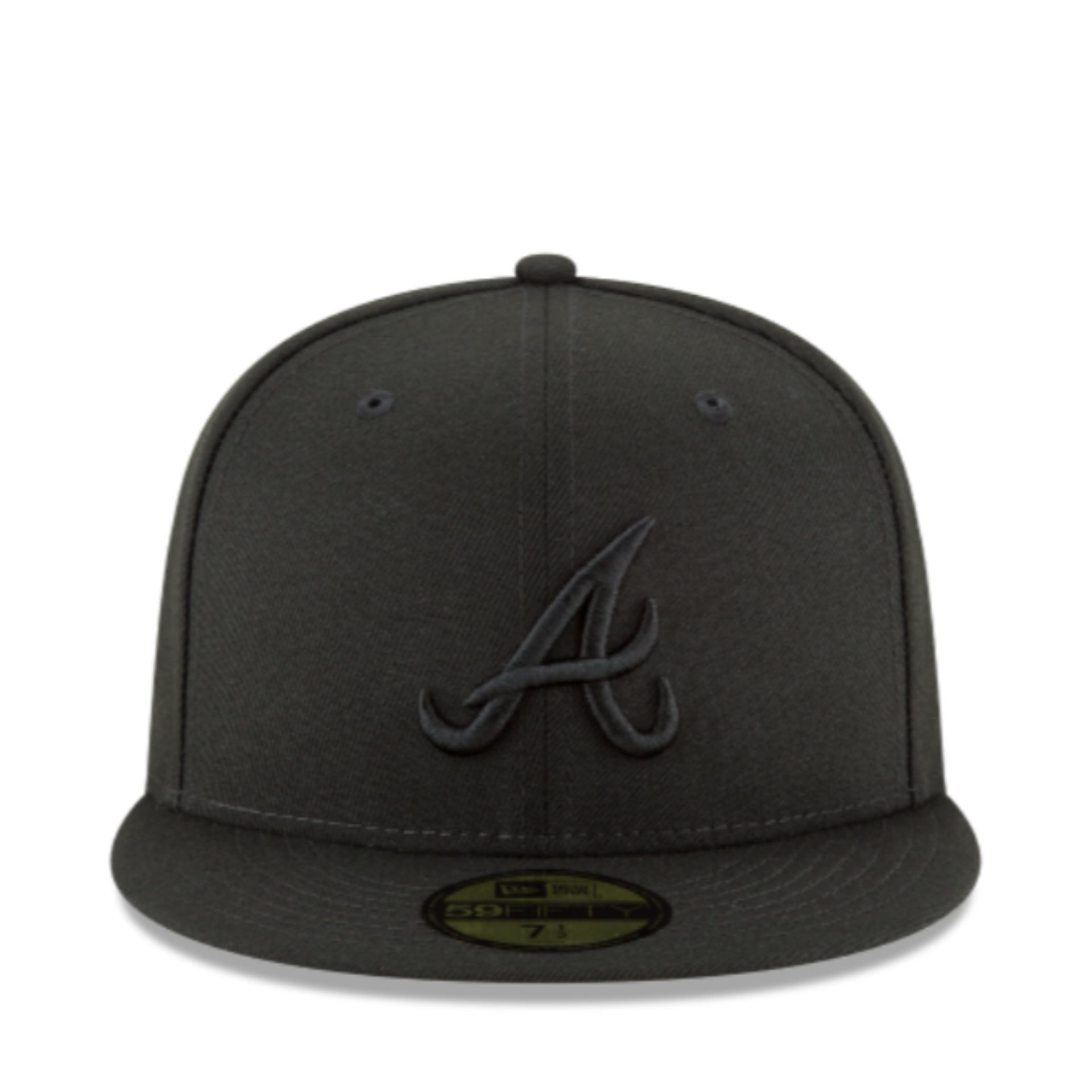New Era Atlanta Braves Black on Black 59FIFTY Fitted Hat front view