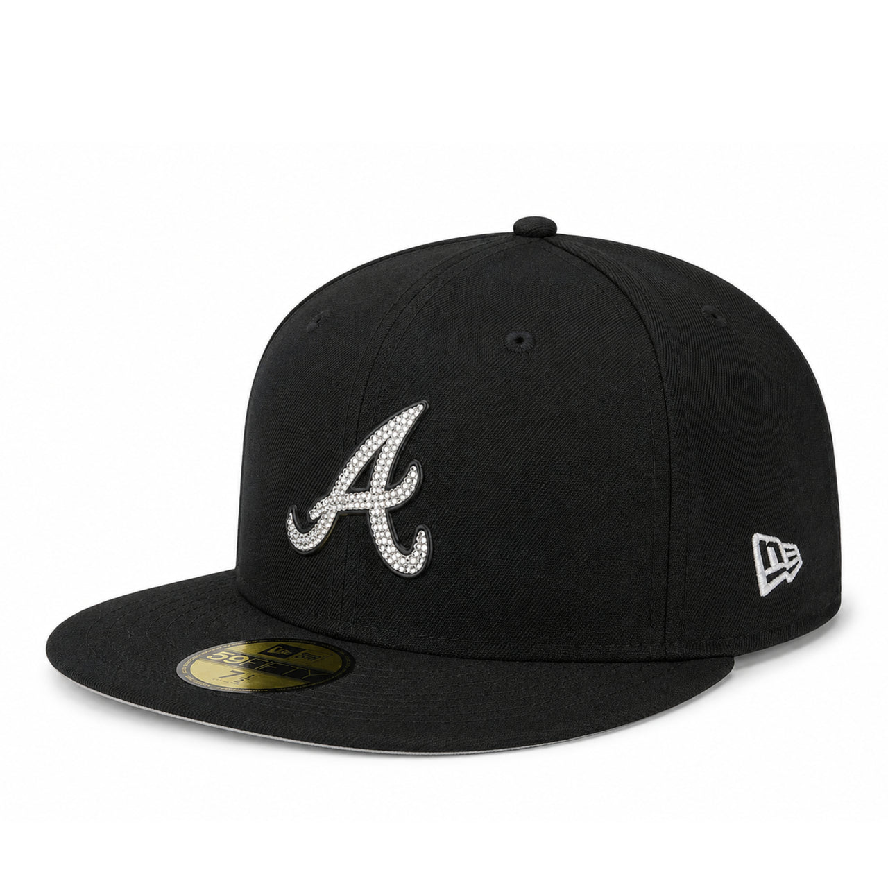 A black New York Yankees fitted baseball cap with a white embroidered NY logo on the front and a white New Era logo on the side, shown on a plain white background.