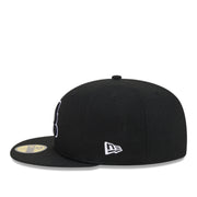 New Era Atlanta Braves Black White Outlined 59FIFTY Fitted Hat left side view
