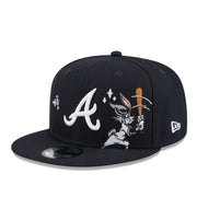 Black baseball cap with a logo and bugs bunny swing character design on a white background