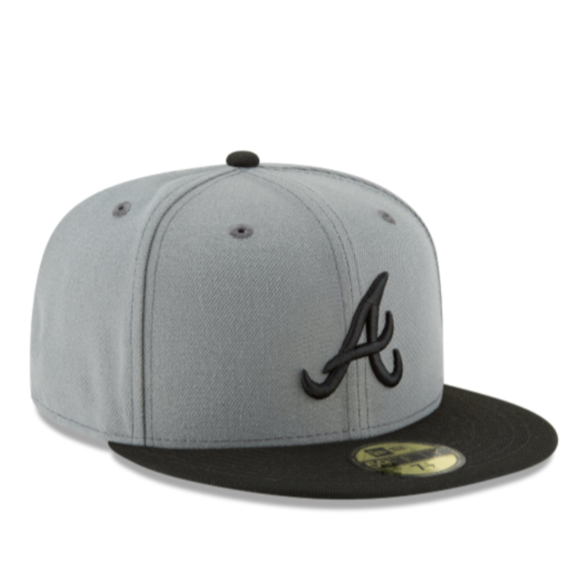 New Era Atlanta Braves Charcoal Black 59FIFTY Fitted Hat front right view