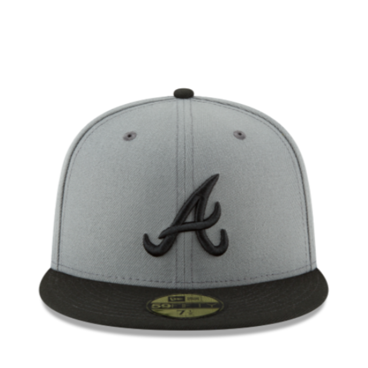 Front view of New Era Atlanta Braves Charcoal Black 2-Tone 59FIFTY Fitted Hat