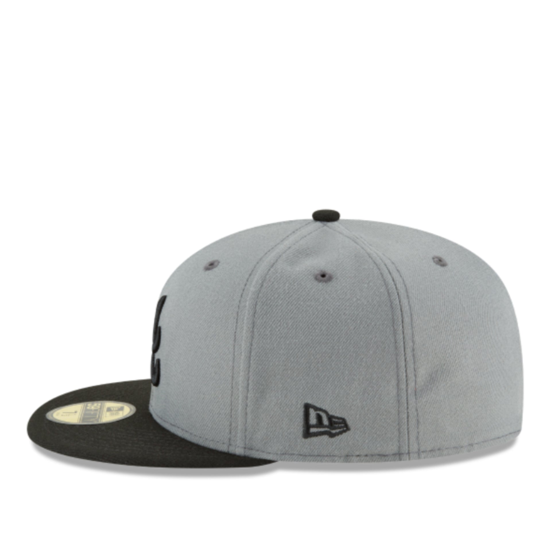 New Era Atlanta Braves Charcoal Black 59FIFTY Fitted Hat left side view