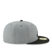 Side view of New Era Atlanta Braves Charcoal Black 2-Tone 59FIFTY Fitted Hat