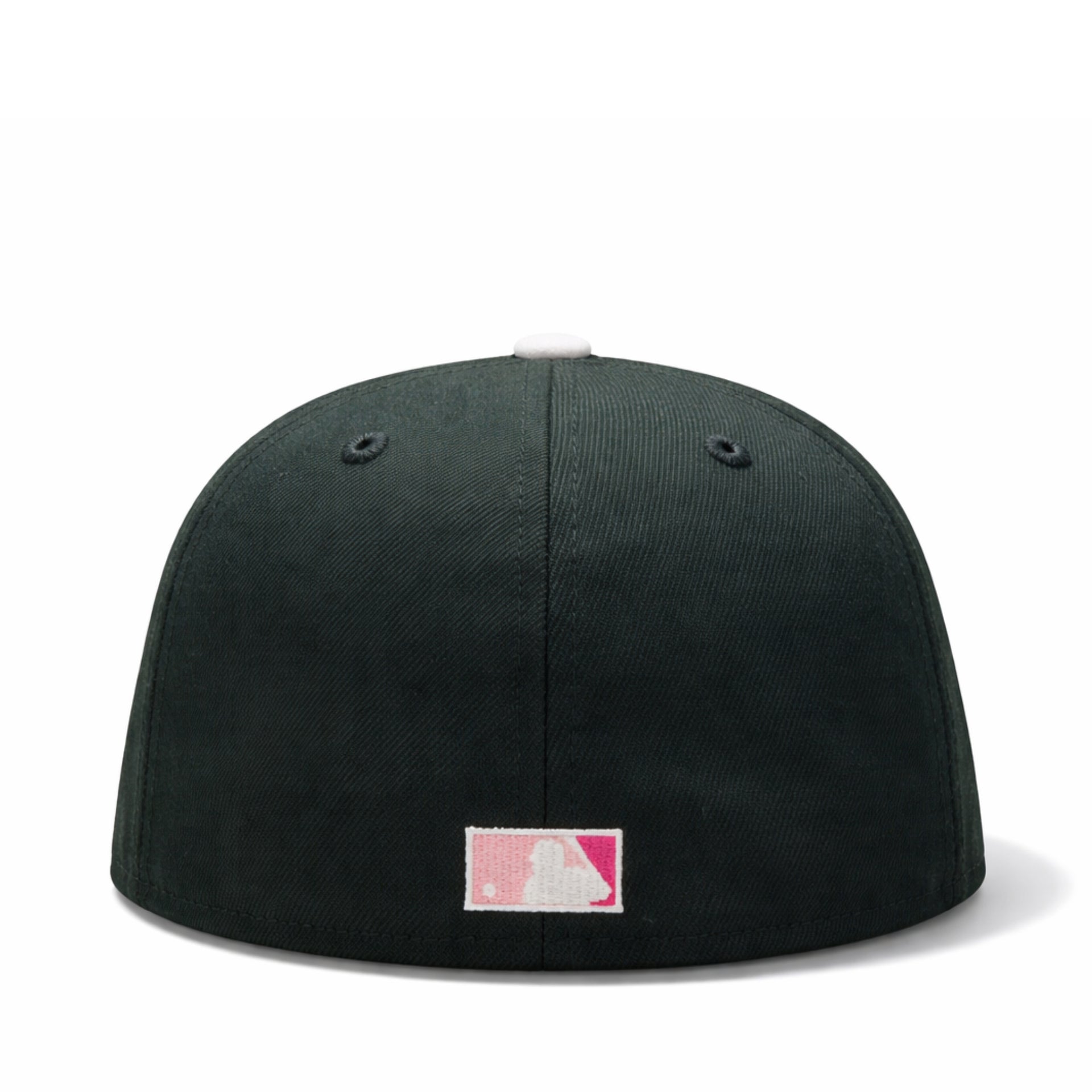 back of New Era Atlanta Braves Cherry Blossom Black 59FIFTY Fitted Hat