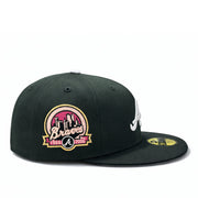 side patch of New Era Atlanta Braves Cherry Blossom Black 59FIFTY Fitted Hat
