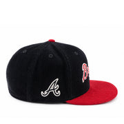 New Era Atlanta Braves Corduroy Navy Red 9FIFTY Snapback Hat right side view