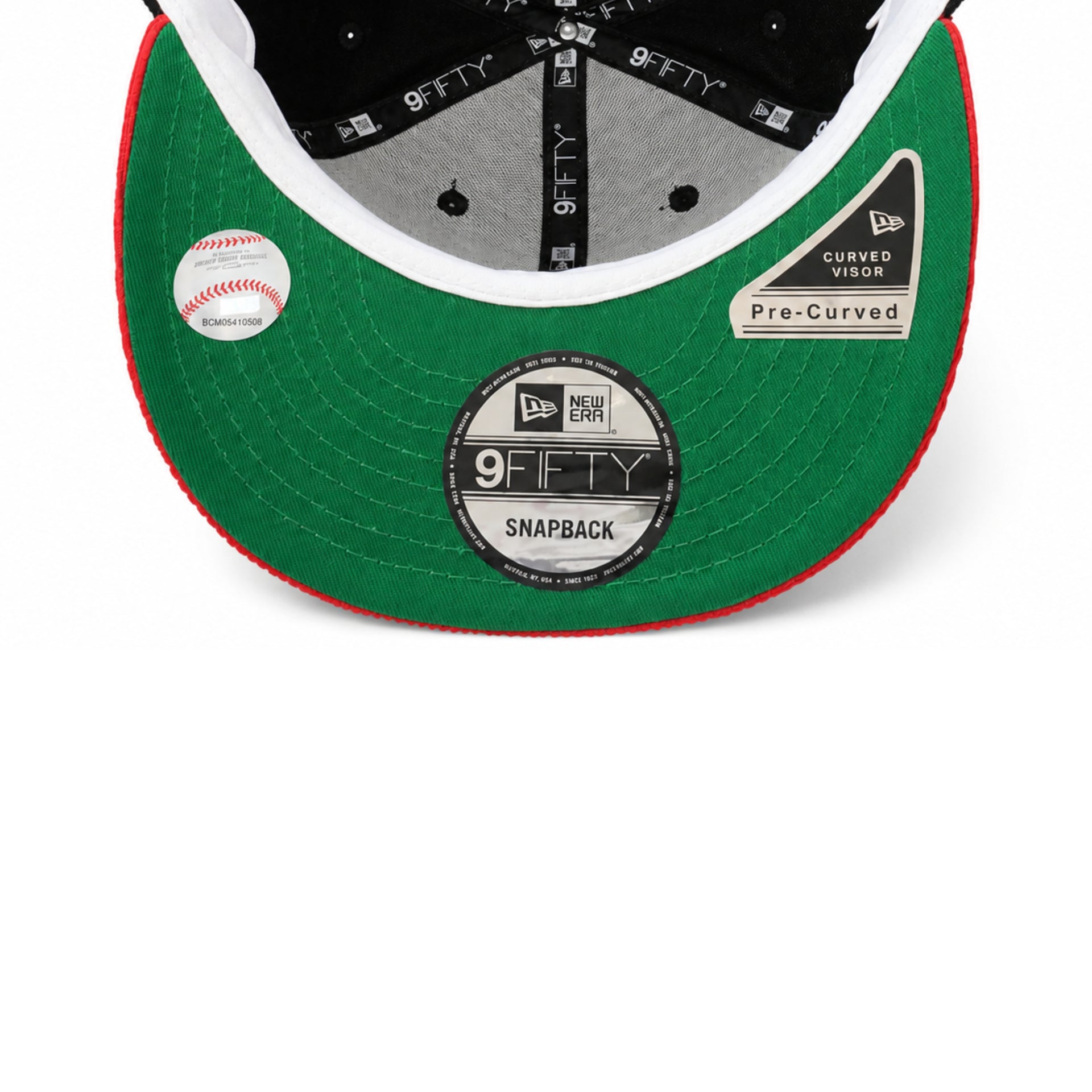 New Era Atlanta Braves Corduroy Navy Red 9FIFTY Snapback Hat green under visor view
