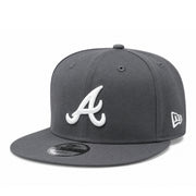 New Era Atlanta Braves Graphite 9FIFTY Snapback Hat front angle view