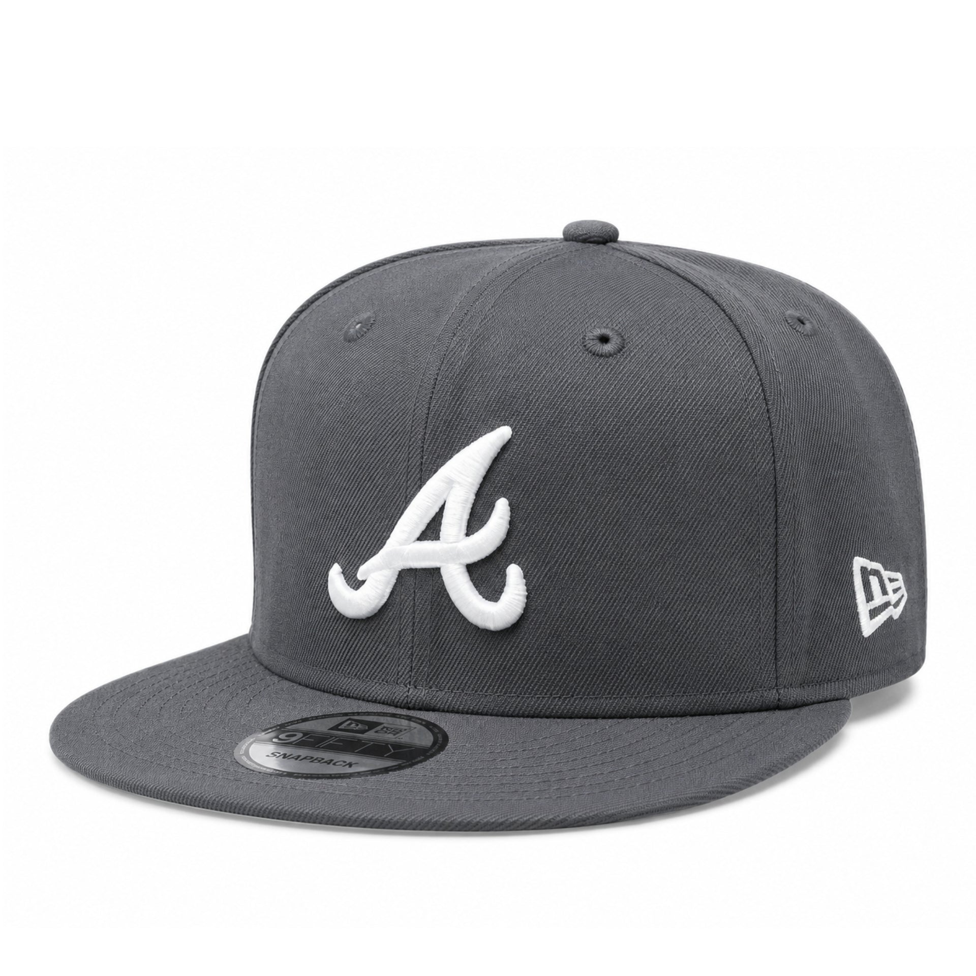 New Era Atlanta Braves Graphite 9FIFTY Snapback Hat front angle view