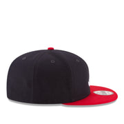 New Era Atlanta Braves Navy Red 9FIFTY Snapback Hat side view