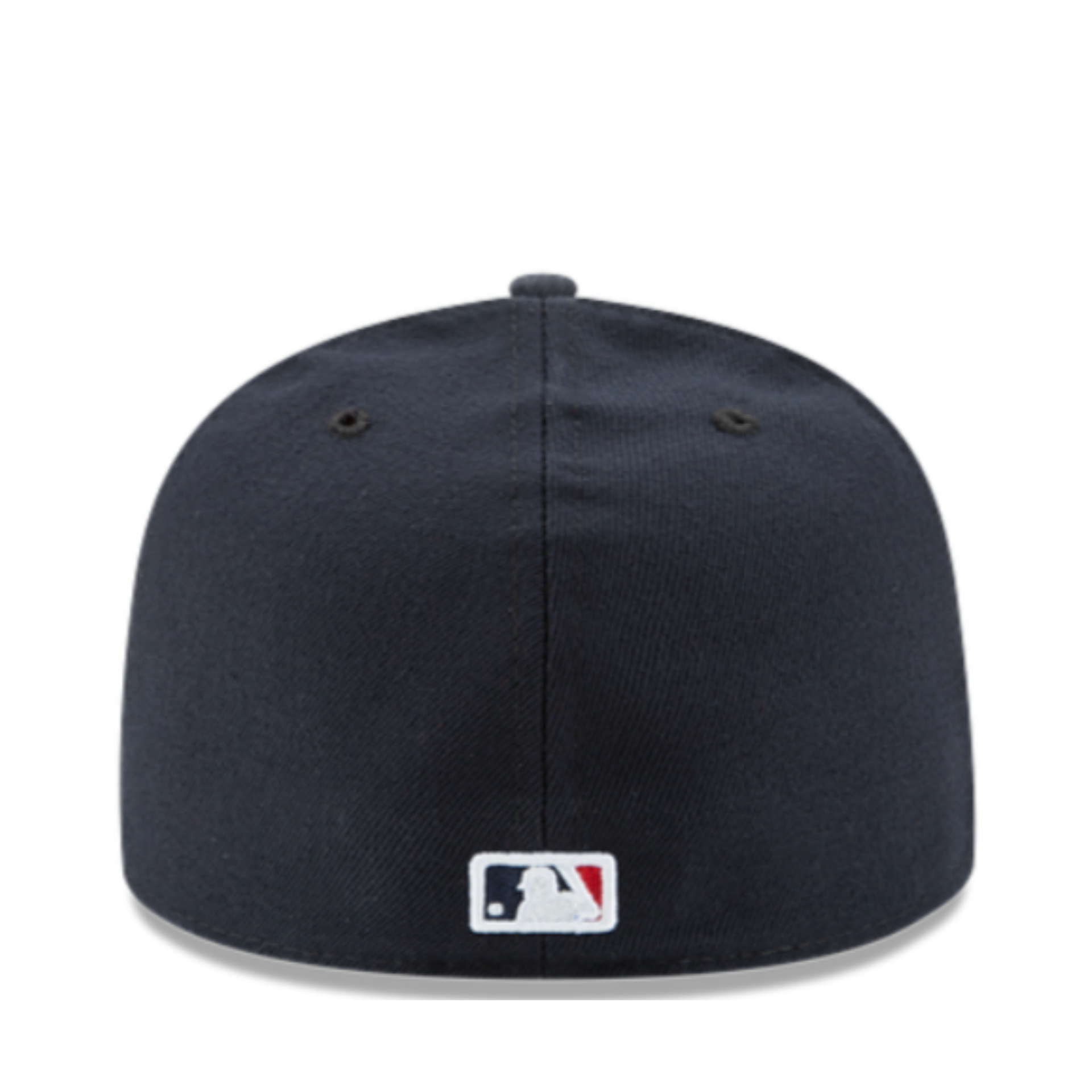 Back View of Front View of New Era Atlanta Braves Navy White 59FIFTY Fitted Hat