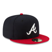 New Era Atlanta Braves On-Field Authentic Collection 59FIFTY Fitted Hat - Navy/Red front right view
