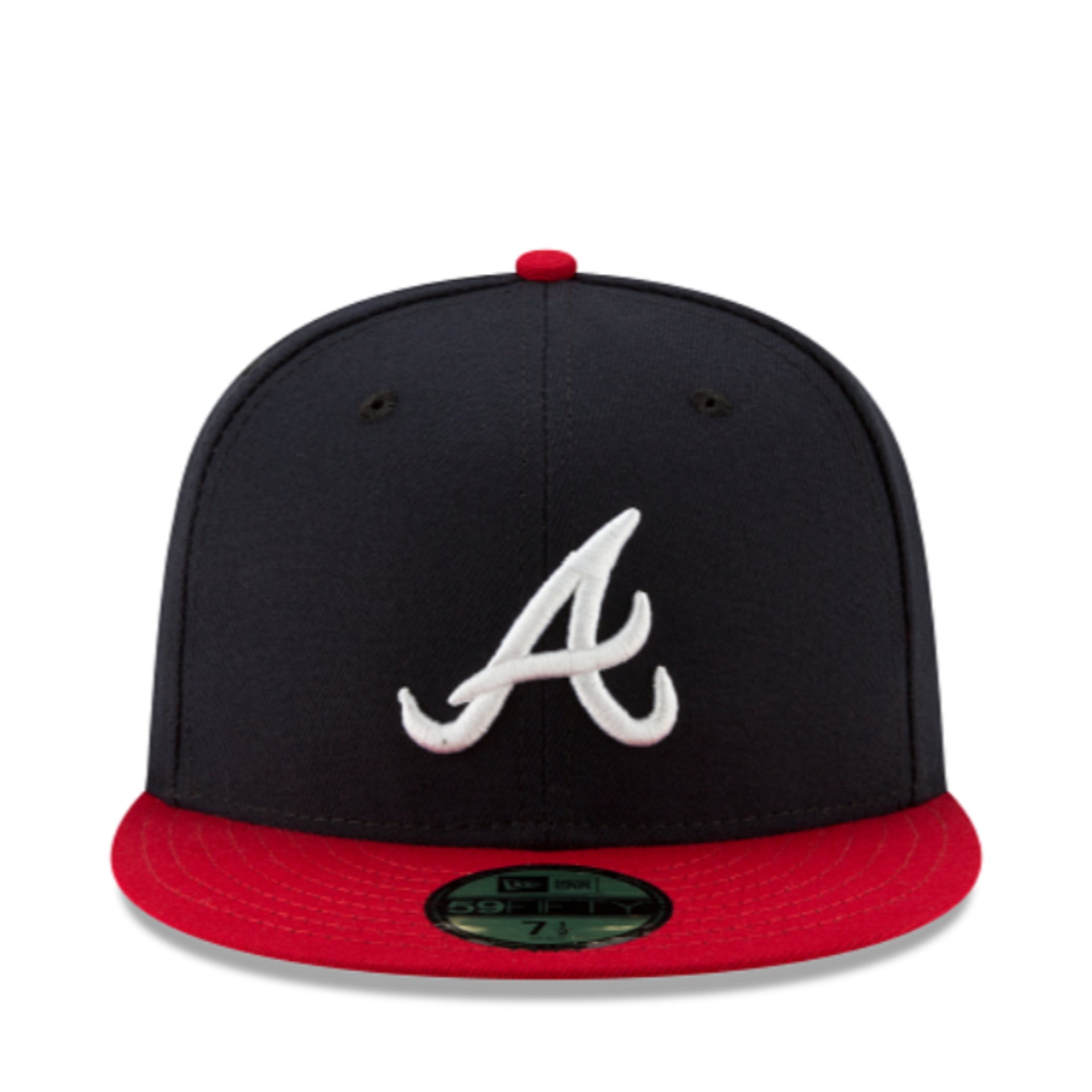 New Era Atlanta Braves On-Field Authentic Collection 59FIFTY Fitted Hat - Navy/Red front view