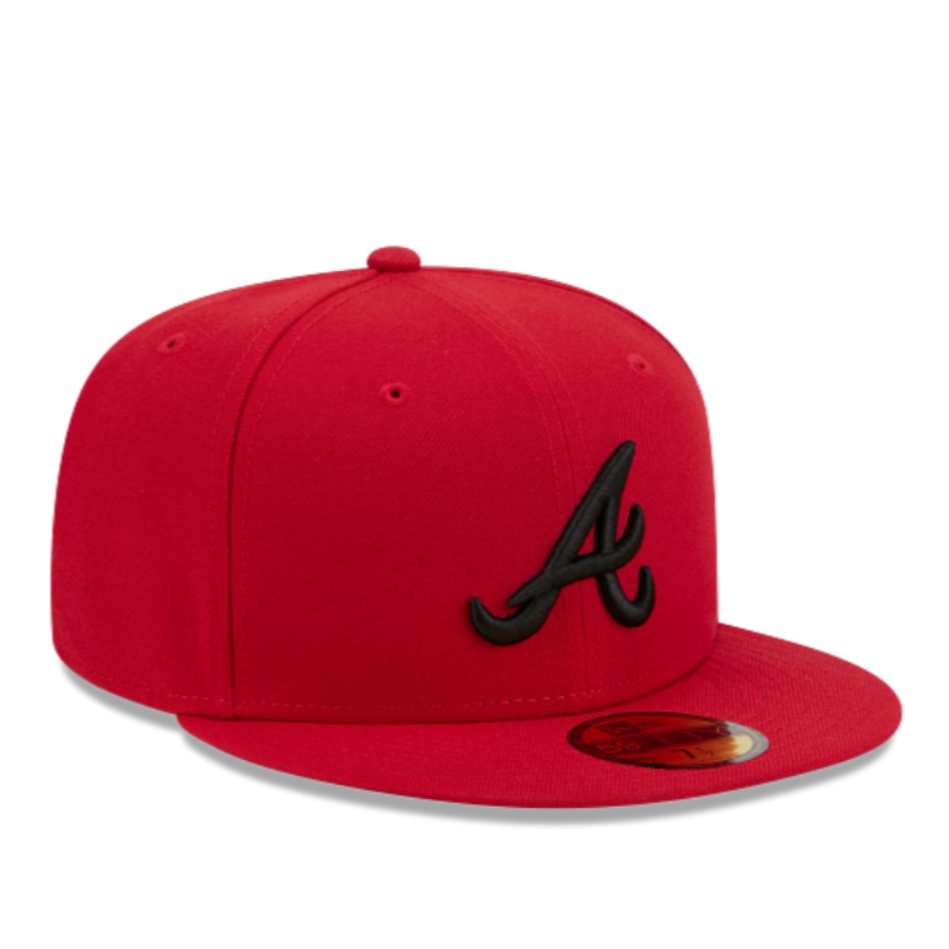 New Era Atlanta Braves Red Black 59FIFTY Fitted Hat front right view