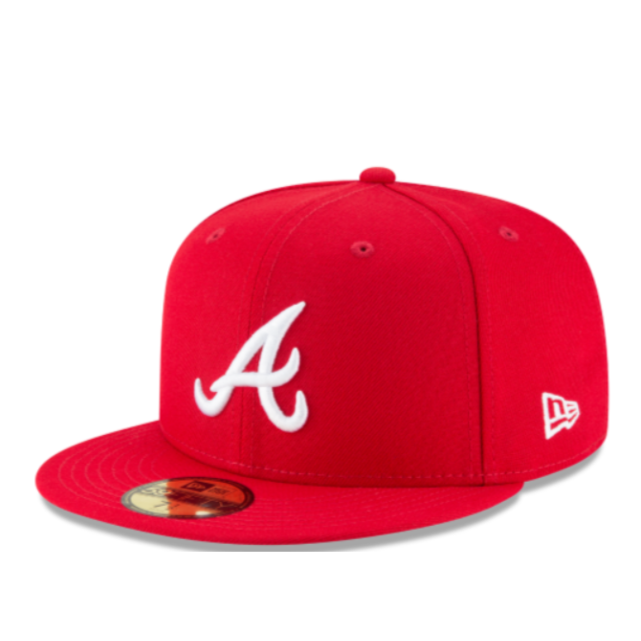 Front View of New Era Atlanta Braves Red White 59FIFTY Fitted Hat