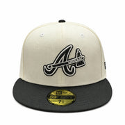 New Era Atlanta Braves Tomahawks 59FIFTY Fitted Hat Chrome Black front view
