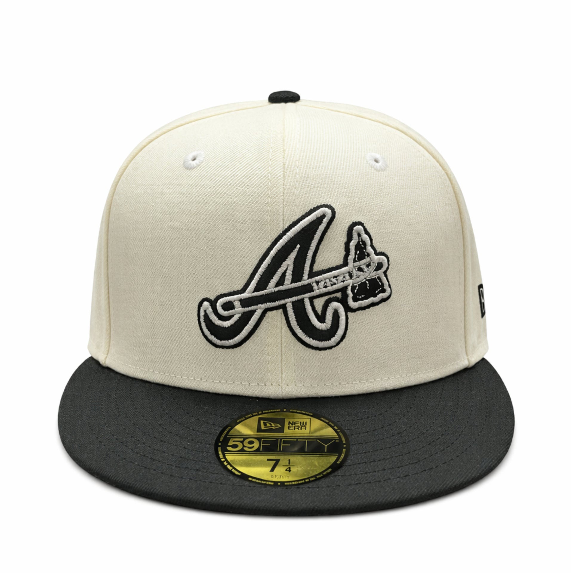 New Era Atlanta Braves Tomahawks 59FIFTY Fitted Hat Chrome Black front view