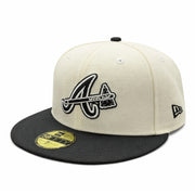 New Era Atlanta Braves Tomahawks 59FIFTY Fitted Hat Chrome Black front side view