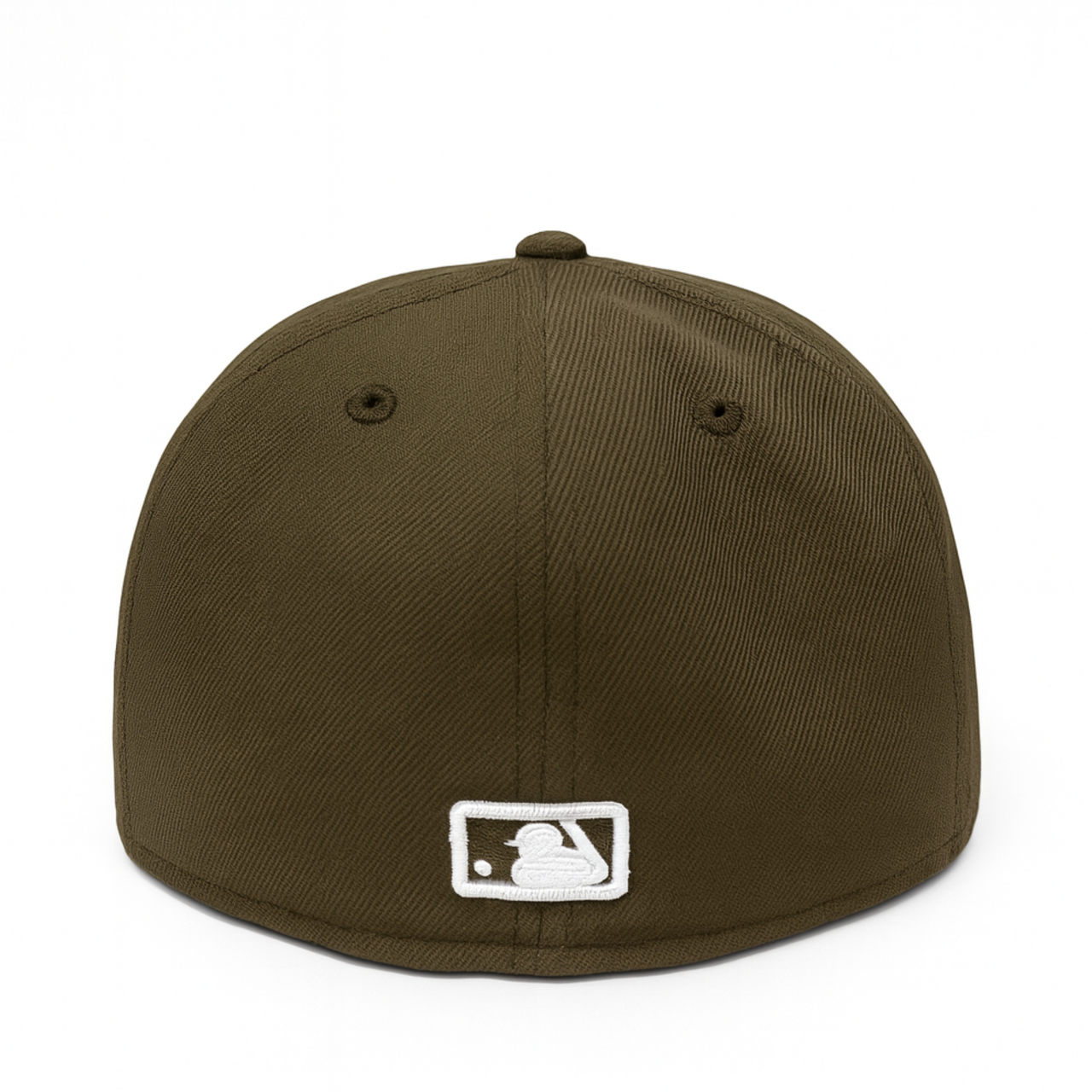 Back view of New Era Atlanta Braves Walnut Brown 59FIFTY Fitted Hat with MLB Batterman logo