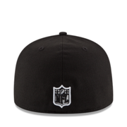 Back view of New Era Atlanta Falcons Black and White 59FIFTY Fitted Hat