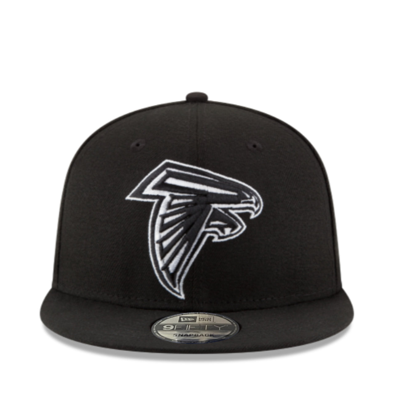 New Era Atlanta Falcons Black White 9FIFTY Snapback Hat front view