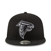New Era Atlanta Falcons Black White 9FIFTY Snapback Hat front view