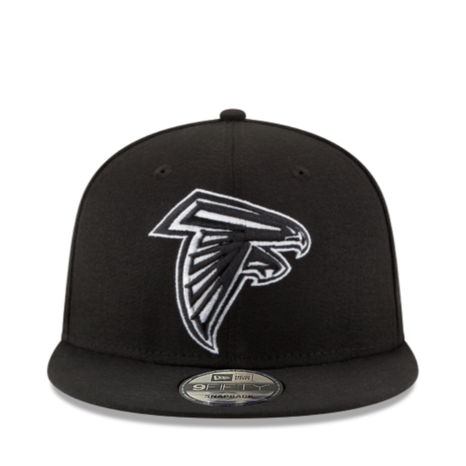 New Era Atlanta Falcons Black White 9FIFTY Snapback Hat front view