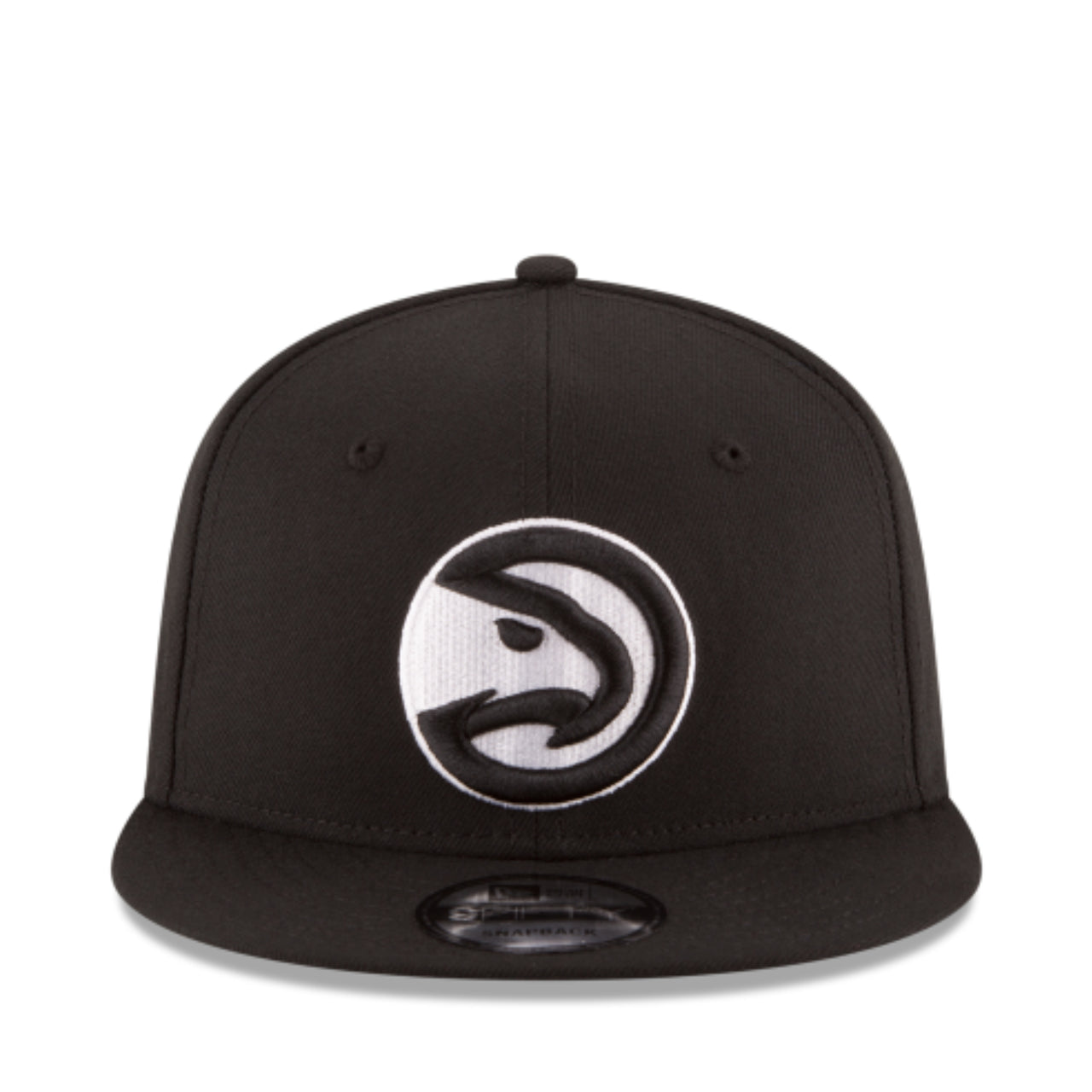 New Era Atlanta Hawks Black White 9FIFTY Snapback Hat front view