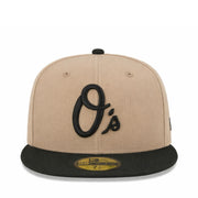 New Era Baltimore Orioles 59FIFTY Fitted Hat - Camel/Black front view