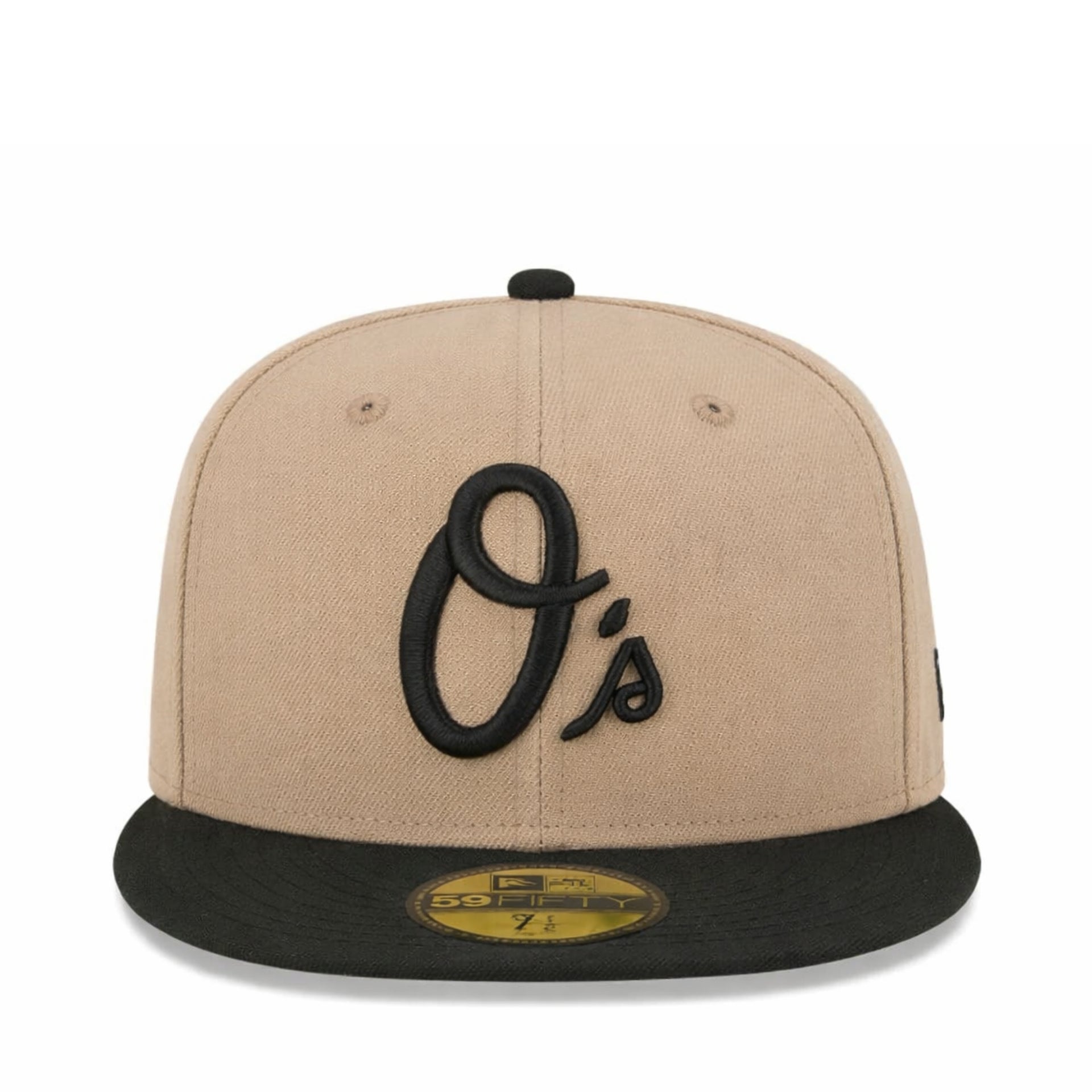 New Era Baltimore Orioles 59FIFTY Fitted Hat - Camel/Black front view