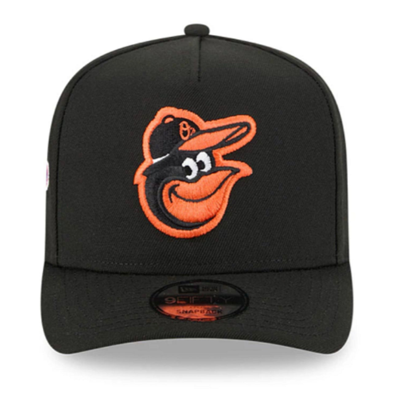 New Era Baltimore Orioles Black 9FIFTY A-Frame Snapback Hat front view
