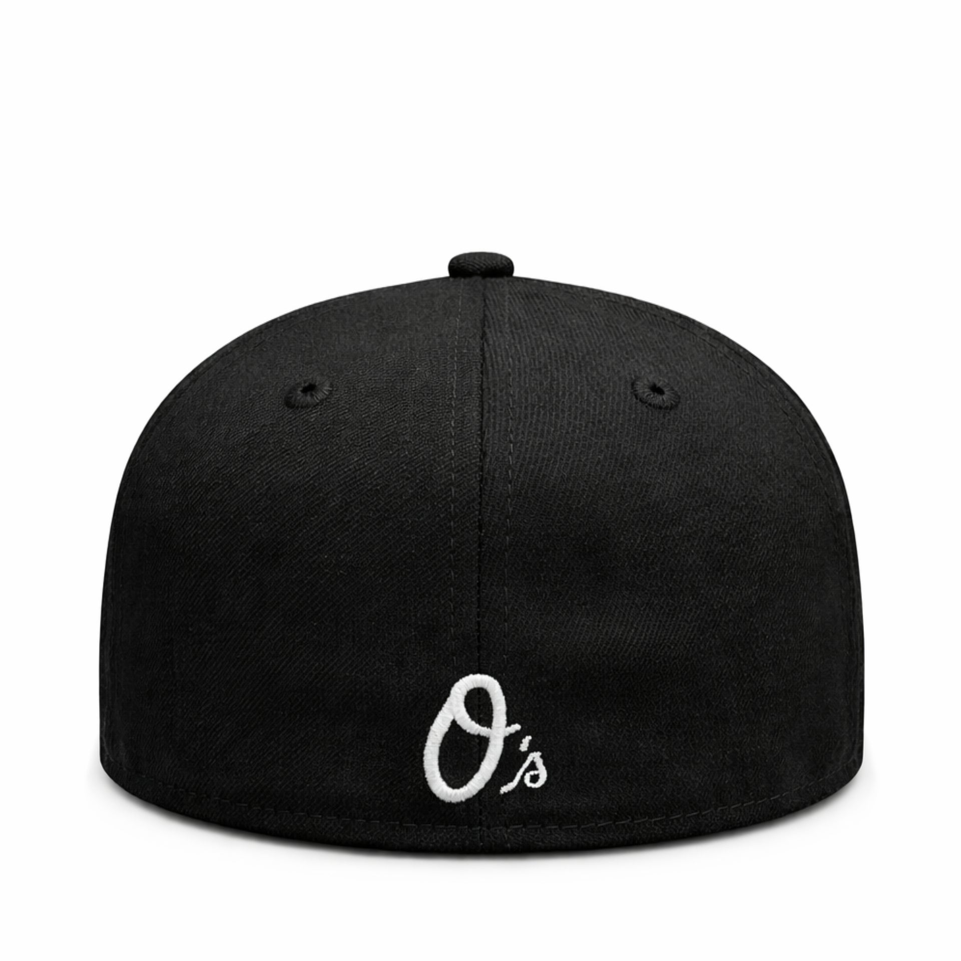 New Era Baltimore Orioles O's 59FIFTY Fitted Hat - Black White back view