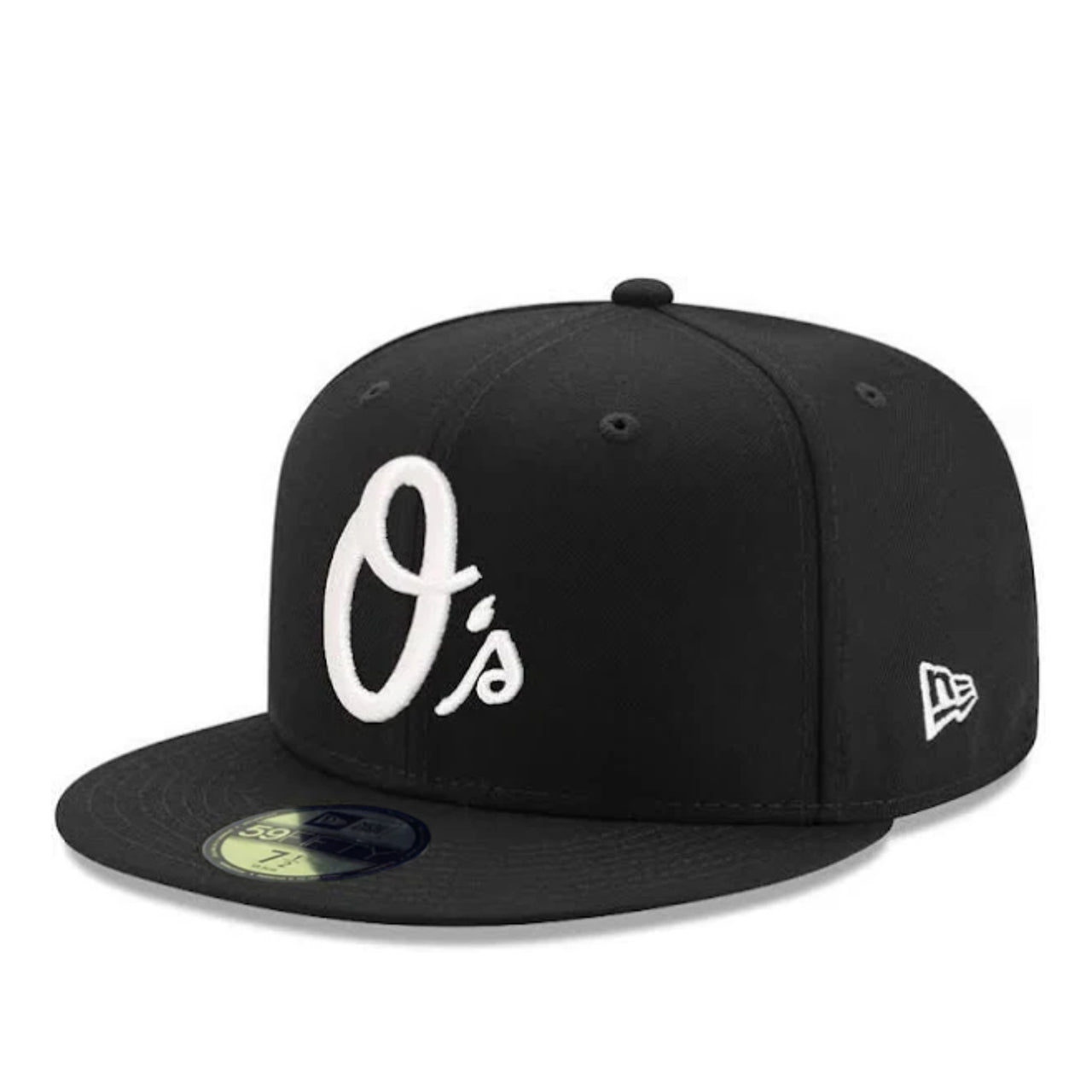 New Era Baltimore Orioles O's 59FIFTY Fitted Hat - Black White front side view