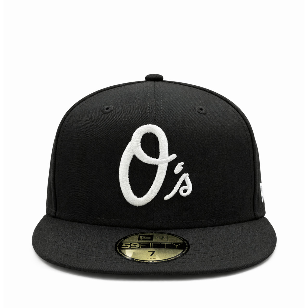 New Era Baltimore Orioles O's 59FIFTY Fitted Hat - Black White front view