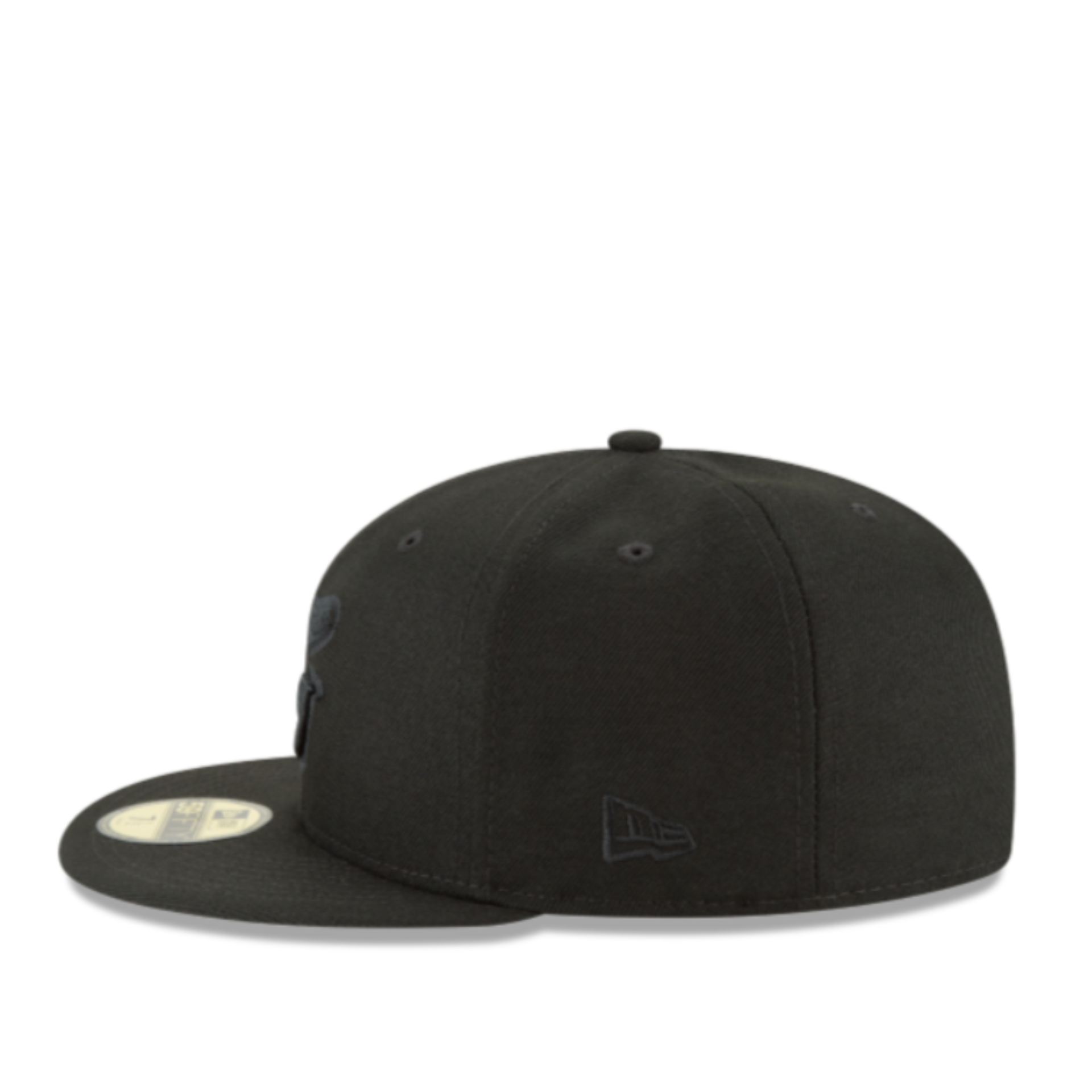 New Era Baltimore Orioles Duck logo black 59FIFTY fitted hat side view