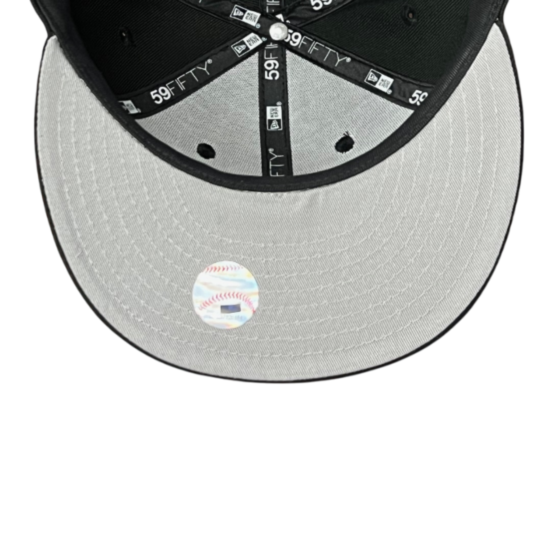 New Era Baltimore Ravens Black 59FIFTY Fitted Hat gray under visor view