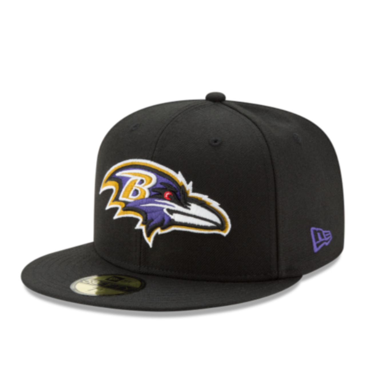New Era Baltimore Ravens Black 59FIFTY Fitted Hat front angle view